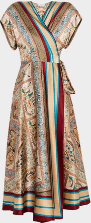 Pierre-Louis Mascia Floral-Print Silk Midi Wrap Dress