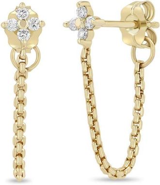 Zoë Chicco Diamond Quad Chain Drop Earrings in 14K Yellow Gold at Nordstrom