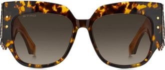 Etro blossom-embellished tortoiseshell sunglasses - Brown