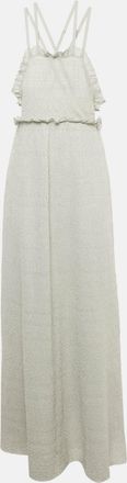 M Missoni Grey Lurex Knit Cross Back Detailed Maxi Dress