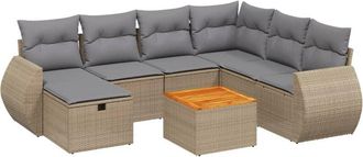 vidaXL Juego De Sof&aacute;s Jard&iacute;n Con Cojines Beige Mezcla 8 Pzas Rat&aacute;n Pe Vidaxl