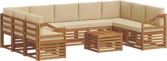 vidaXL Conjunto De Sof&aacute;s De Exterior 10 Uds. Natural Y Beige Vidaxl