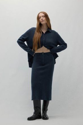 Naked Cashmere Venice Denim Cashmere Midi Skirt in Indigo at Nordstrom, Size X-Small
