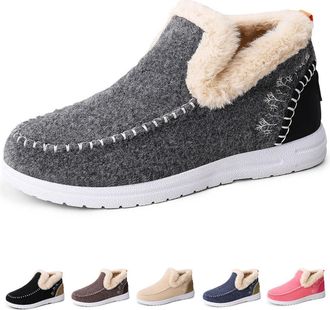 Generic Cozy Orthopedic Fleece Slip-On Boots, Women Men Warm Plush Lined Flat Shoes, Comfy Warm Anti-Slip Snow Boots (Grey,9.5)