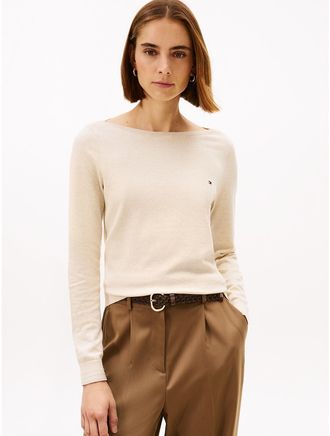 Tommy Hilfiger Womens Boatneck Sweater - Beige - XXL