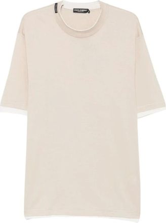 Gucci T-shirt met gelaagd effect - Heren - Tops - Beige - Maat: L Katoen