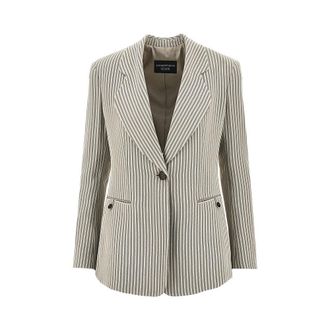 Emporio Armani ICON striped crepe single-breasted jacket Woman 40