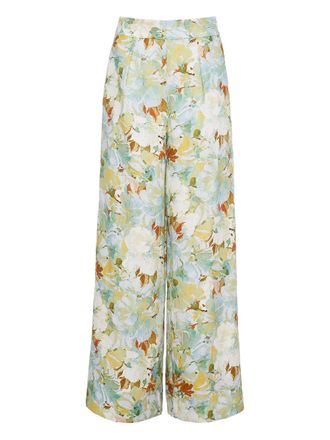 Cara Cara Josephine floral-print trousers - women - Linen/Flax - 00 - Blue