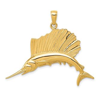 Diamond2Deal 10k Yellow Gold Polished Sailfish Pendant