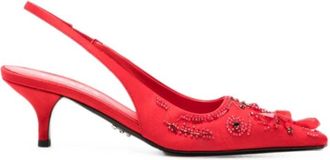 Prada Schoenen, Dames, Rood, 39 EU, Leer, Prada Met Hakken Rood