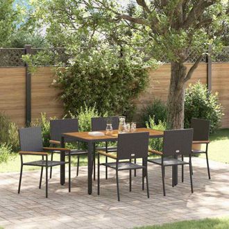 vidaXL Conjunto De Comedor De Jard&iacute;n 7 Pcs Negro, Madera Vidaxl