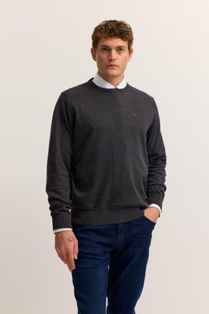 Bugatti Rundhalspullover BUGATTI Regular Fit, Herren, Gr. XXL, 280, dunkelgrau, Strick, 100% Baumwolle, unifarben, regular fit, Rundhals, Rippb&uuml;ndchen, Pullov