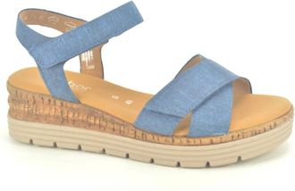Gabor Schoenen, Dames, Blauw, 35 1/2 EU, Zand Jeans met Velcro Sluiting