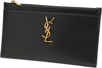 Saint Laurent Pre-owned Clutches, female, Black, Size: ONE SIZE Pre-owned Leather Clutch