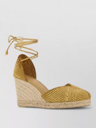 Castaner cora fabric wedges espadrille sole peep toe