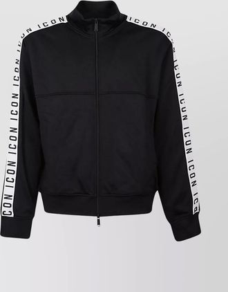 Dsquared2 logo-trim funnel-neck zip sweatshirt