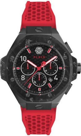 Philipp Plein Three Hand Quartz Chronograph Silicone Strap Watch, 46mm in Black at Nordstrom