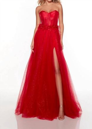 Alyce Paris Sequined Fit And Flare Prom Maxi Dress In Red
