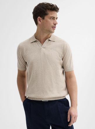 Le 31 Mens Organic cotton knit Johnny collar polo