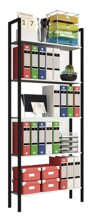 ebuy24 Ebuy24 - Estante De Madera Vcm Con Marco De Metal De Pie Rack De Oficina De Ahorro De Espacio Dimensiones Aprox. Al. 165 X An. 62 X T. 24 Cm Estante E