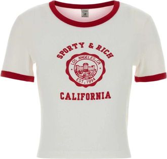 Sporty & Rich Cotton T-Shirt - Dames - T-shirts - Wit - S - Katoen - Tops