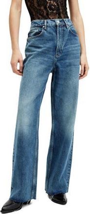 AllSaints Blake Raw Hem Wide Leg Jeans in Dark Indigo at Nordstrom Rack, Size 27