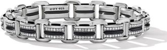 David Yurman sterling silver Deco bevelled link bracelet (7.5mm) - men - Sterling Silver/Diamond - M