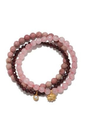 Satya Jewelry Manifest Love Gemstone Bracelet Set in Red at Nordstrom