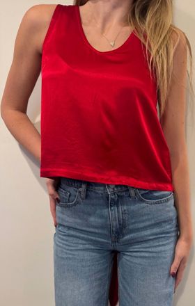 bobi Removable Neck Tie V Neck Tank In Pepper