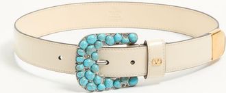 Valentino Garavani Cintura VLogo Signature In Vitello Spazzolato 30 Mm Donna BURRO 065