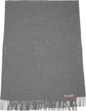 Acne Studios Fringe Wool Scarf in Grey Melange at Nordstrom