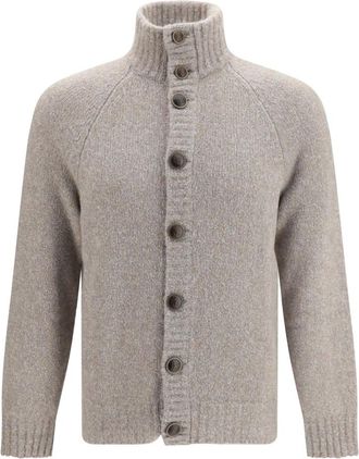 Brunello Cucinelli Cardigan in Lana- Seta e Cashmere - - Knitwear - Uomo - Beige - S