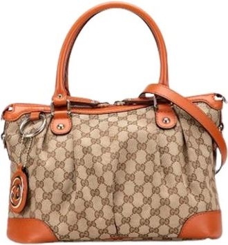 Gucci Pre-owned Handbags, female, Brown, Size: ONE SIZE Pre-owned Canvas Handbag