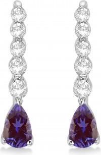 Allurez Pear Lab Alexandrite & Diamond Graduated Drop Earrings 14k White Gold (0.80ctw)