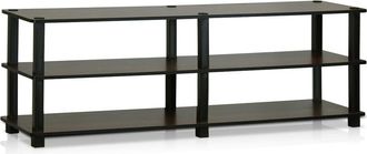 Furinno Turn-S-Tube No Tools 3-Tier Entertainment TV Stands, Dark Brown/Black