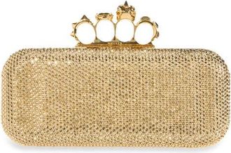 Alexander McQueen Long Knuckle Crystal Embellished Suede Clutch in Mix Color at Nordstrom
