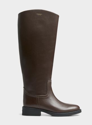 Coach Womens Park brown leather tall boot Women