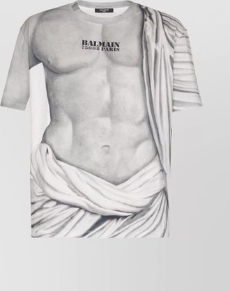 Balmain front graphic round neck t-shirt