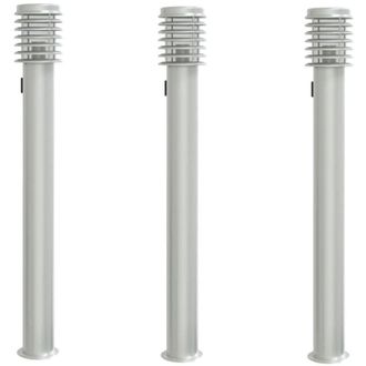 vidaXL Vidaxl - L&aacute;mparas De Suelo Exterior Con Enchufe 3 Uds Acero Inox 110 Cm
