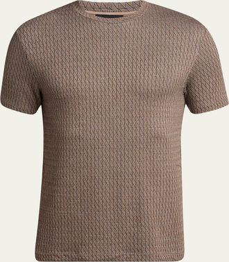 Giorgio Armani Mens Box-Jacquard Viscose Stretch Crewneck T-Shirt