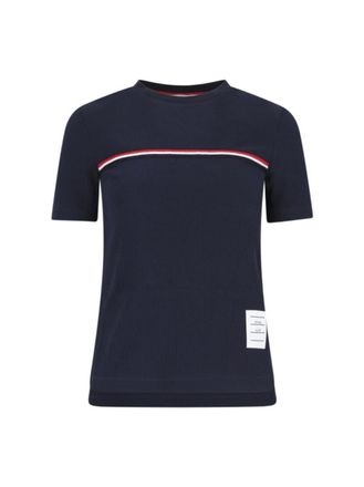 Thom Browne Three Stripes Logo T-Shirt - Blue