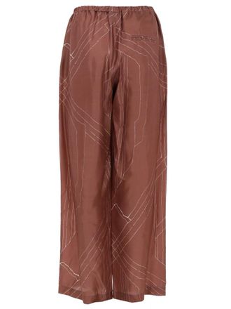 Alysi Wide-Leg Silk Trousers - Brown