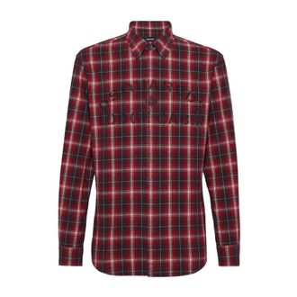 Dsquared2 Casual Shirts, male, Red, Size: 2XL Printed Relax Dan Shirt