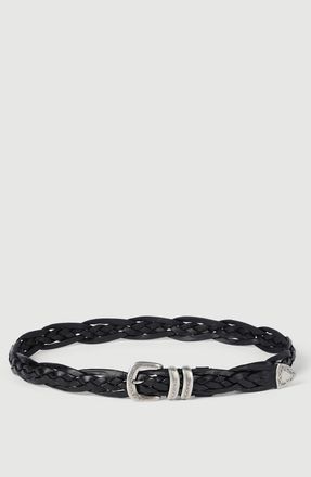 Brunello Cucinelli Braided calfskin belt with detailed buckle and tip in Black at Nordstrom, Size 120