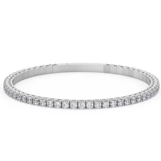 Pompeii3 4Ct Diamond Flexible Oval Bangle Womens Bracelet 14k White Gold Lab Grown Size: Medium
