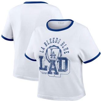 WEAR by Erin Andrews Womens WEAR by Erin Andrews White Los Angeles Dodgers Ringer Baby T-Shirt at Nordstrom, Size Xx-Large