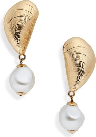 Oscar De La Renta Mussel Faux Pearl Drop Earrings at Nordstrom