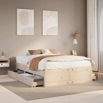 vidaXL Cama Con Cajones Sin Colch&oacute;n Madera Maciza De Pino 150x200 Cm Vidaxl