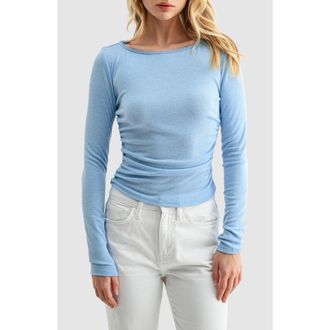 Lush Side Cinched Long Sleeve Top in Blue at Nordstrom Rack, Size X-Small