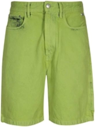 GCDS Gcds, Korte Broeken, Heren, Groen, W34, Denim, Denim Bermuda Shorts met Metalen Knopen